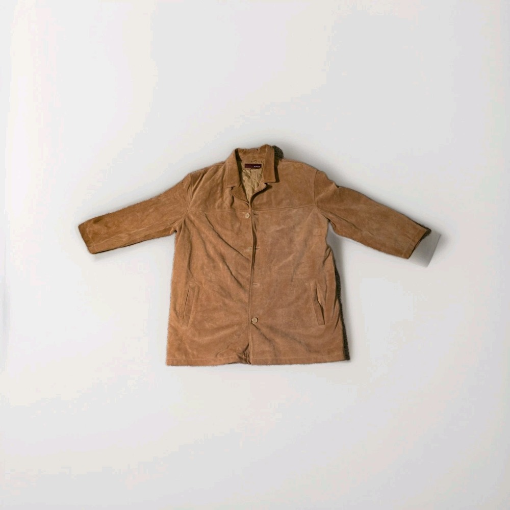 Merona Men's Suede Leather Jacket Brown with Quilted Lining Size XL